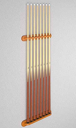 Solid Oak Wall Mounted Pool Cue Rack, Holds 8 Cues R4856