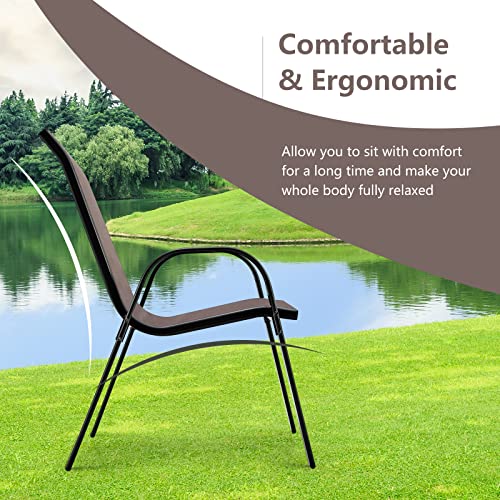 Set of 4 Stackable Patio Dining Chairs with Armrests W636