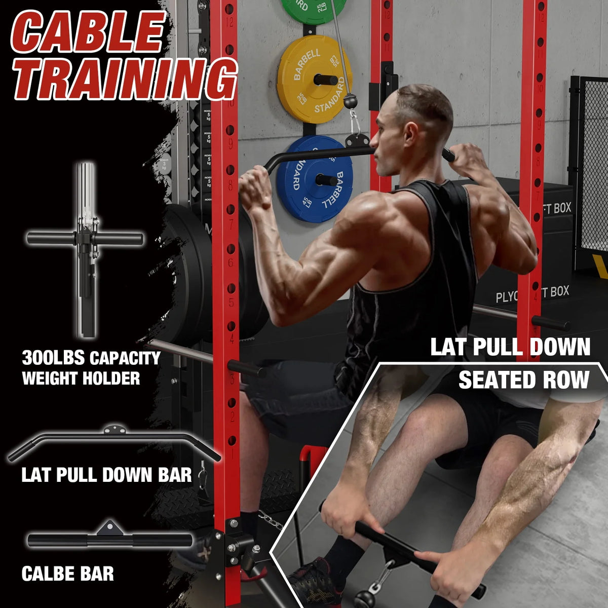 1200LBS Capacity Power Rack with LAT Pulldown System N75431