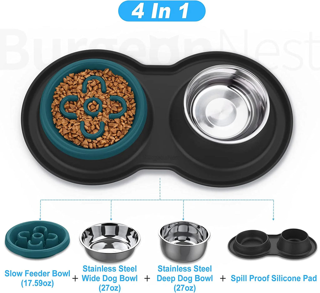 27oz Stainless Steel Slow Feeder Dog Bowl R5601