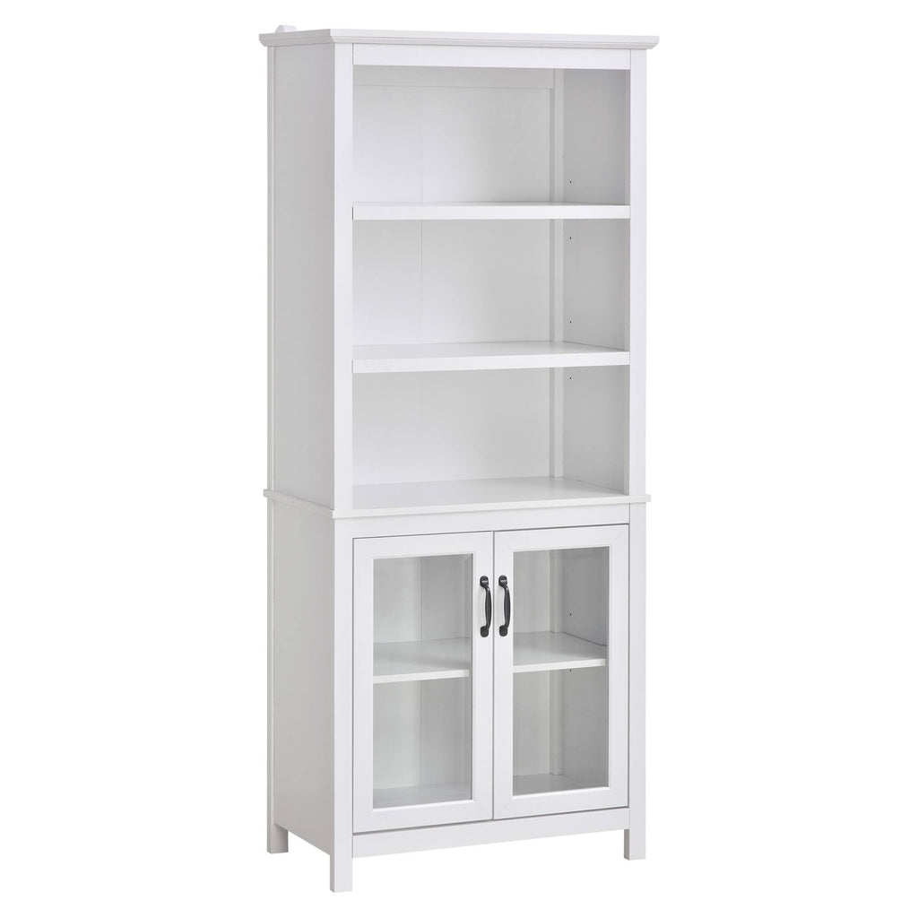 White Storage Cabinet Bookcase with Adjustable Shelves T1417