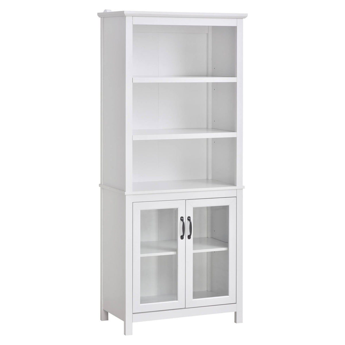 White Storage Cabinet Bookcase with Adjustable Shelves T1417