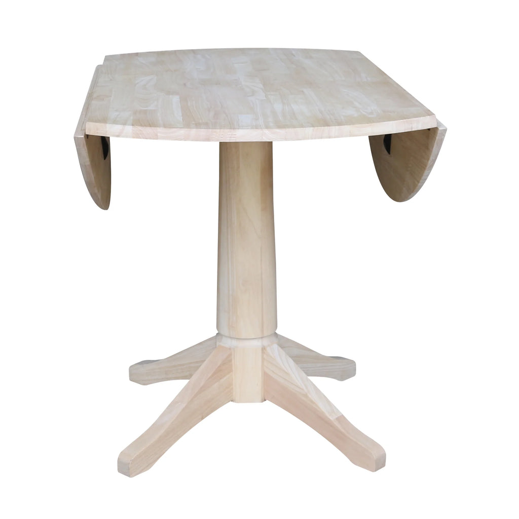 42" Round Solid Wood Dual Drop Leaf Pedestal Table R71045