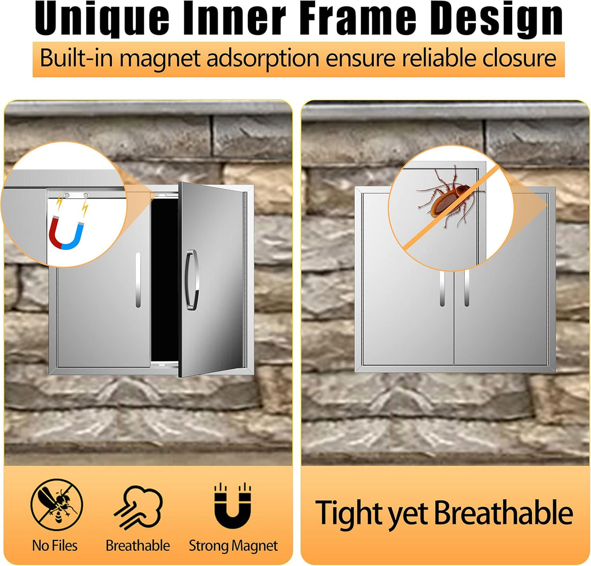Double Stainless Steel BBQ Access Door V518