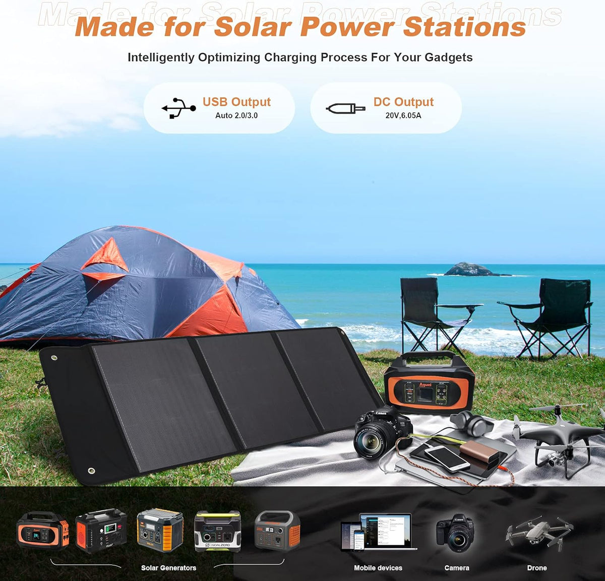 120W Monocrystalline Foldable Solar Panel with USB X6544