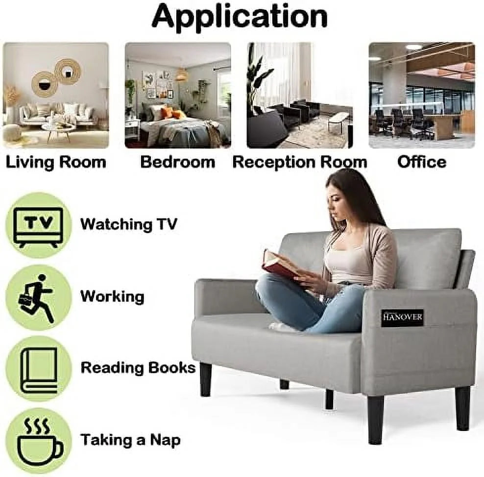 Modern Fabric Loveseat Sofa with 2 USB Charging Ports P2268