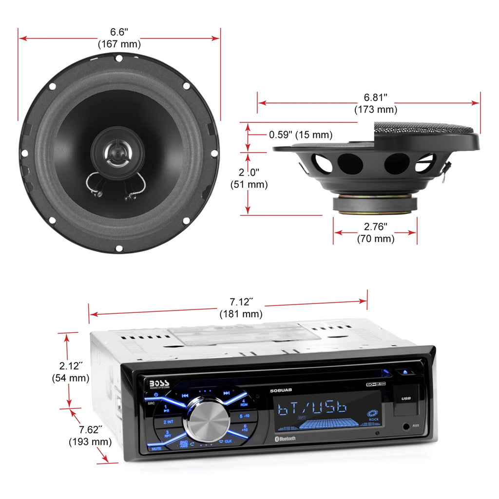 Single Din Car Stereo and Speakers K6145