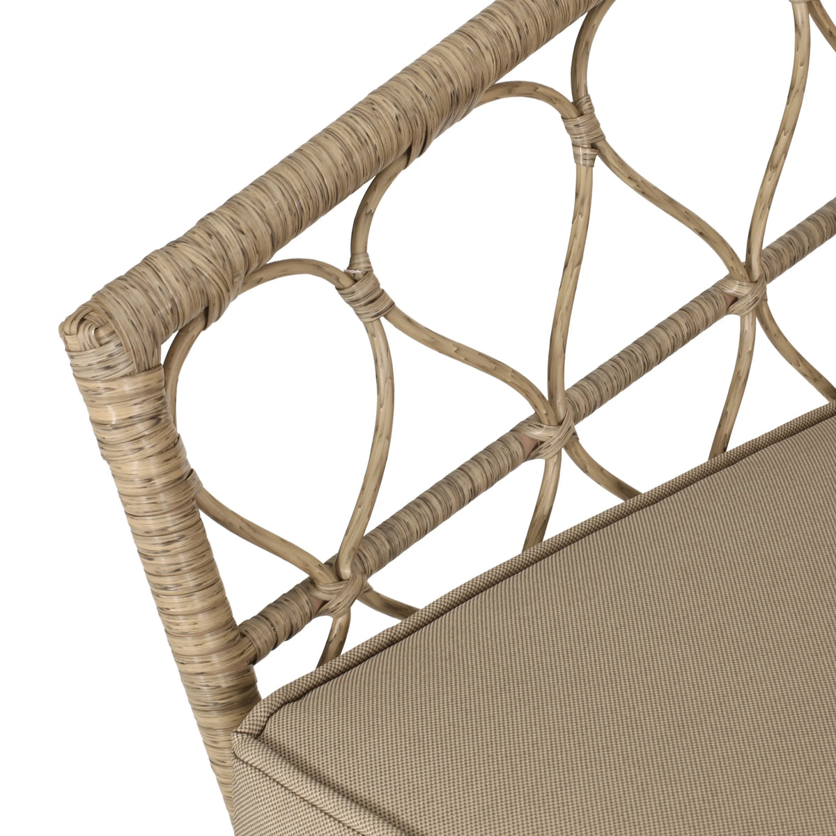 Light Brown and Beige Wicker Club Chairs with Cushions, Set of 2 G24049