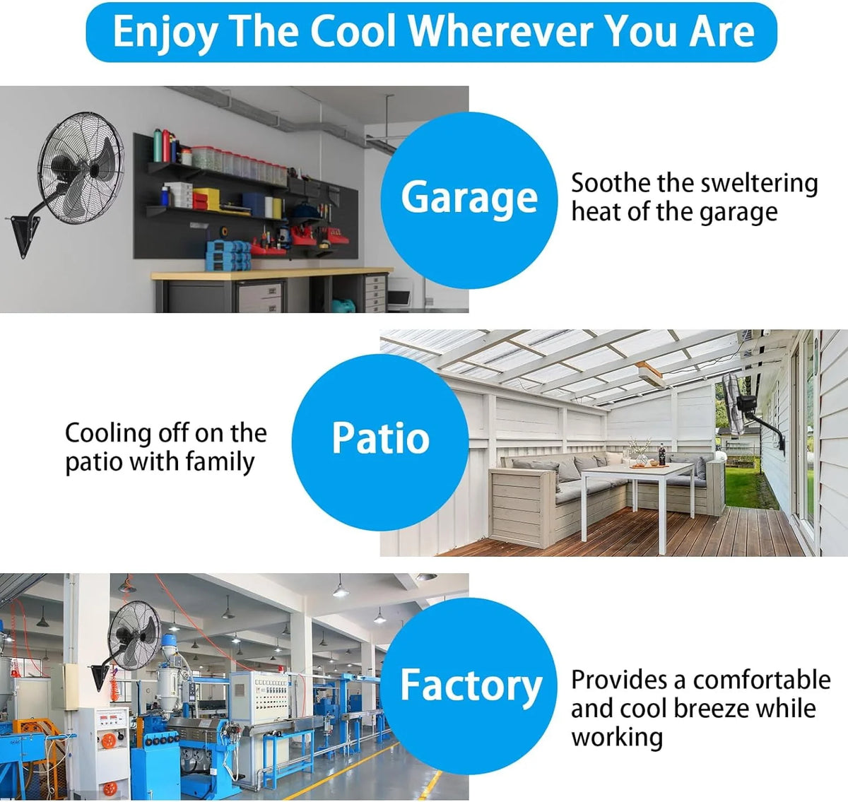 20 Inch 3-Speed High Velocity Wall Mount Fan P752030
