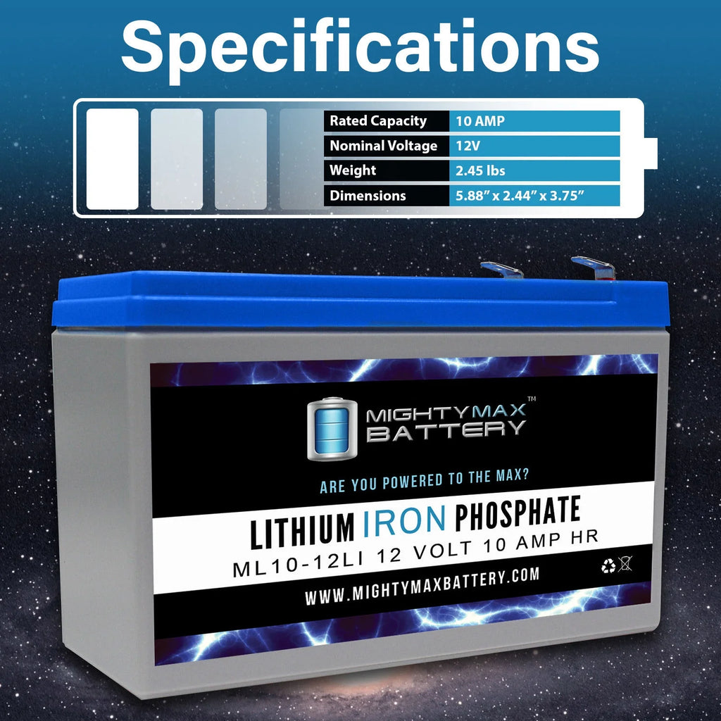 12V 10AH Lithium Replacement Battery 3 Pack F7303