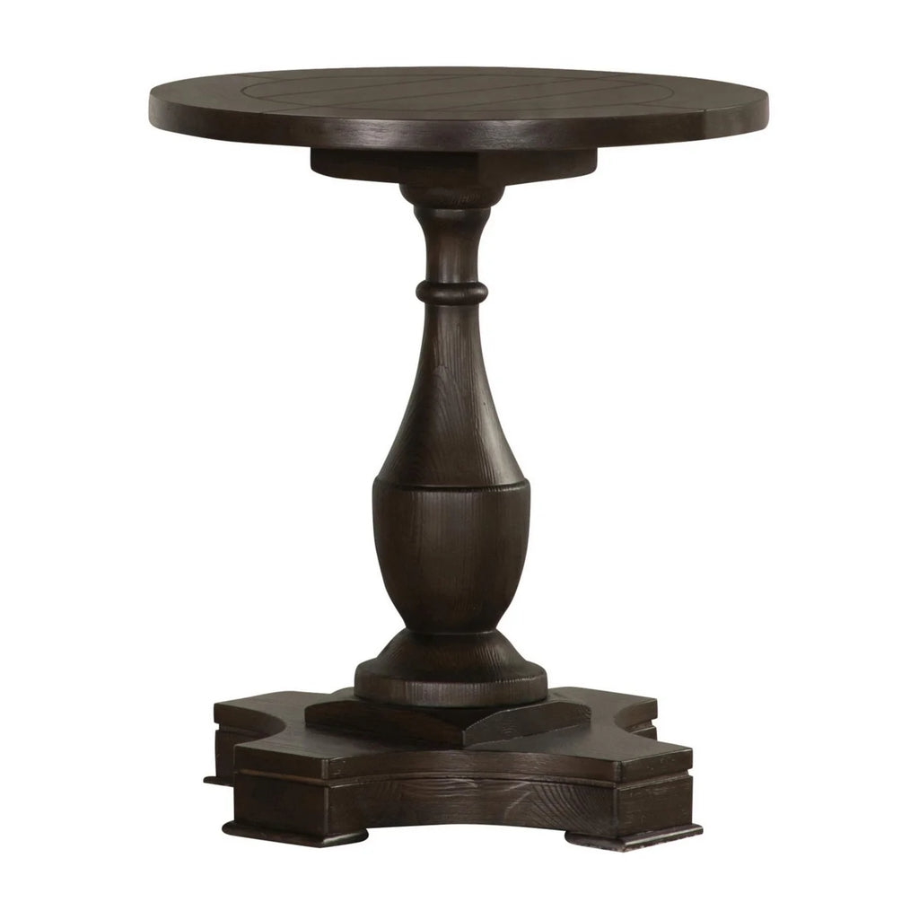 24 Inch Round Side End Table Dark Brown R8048