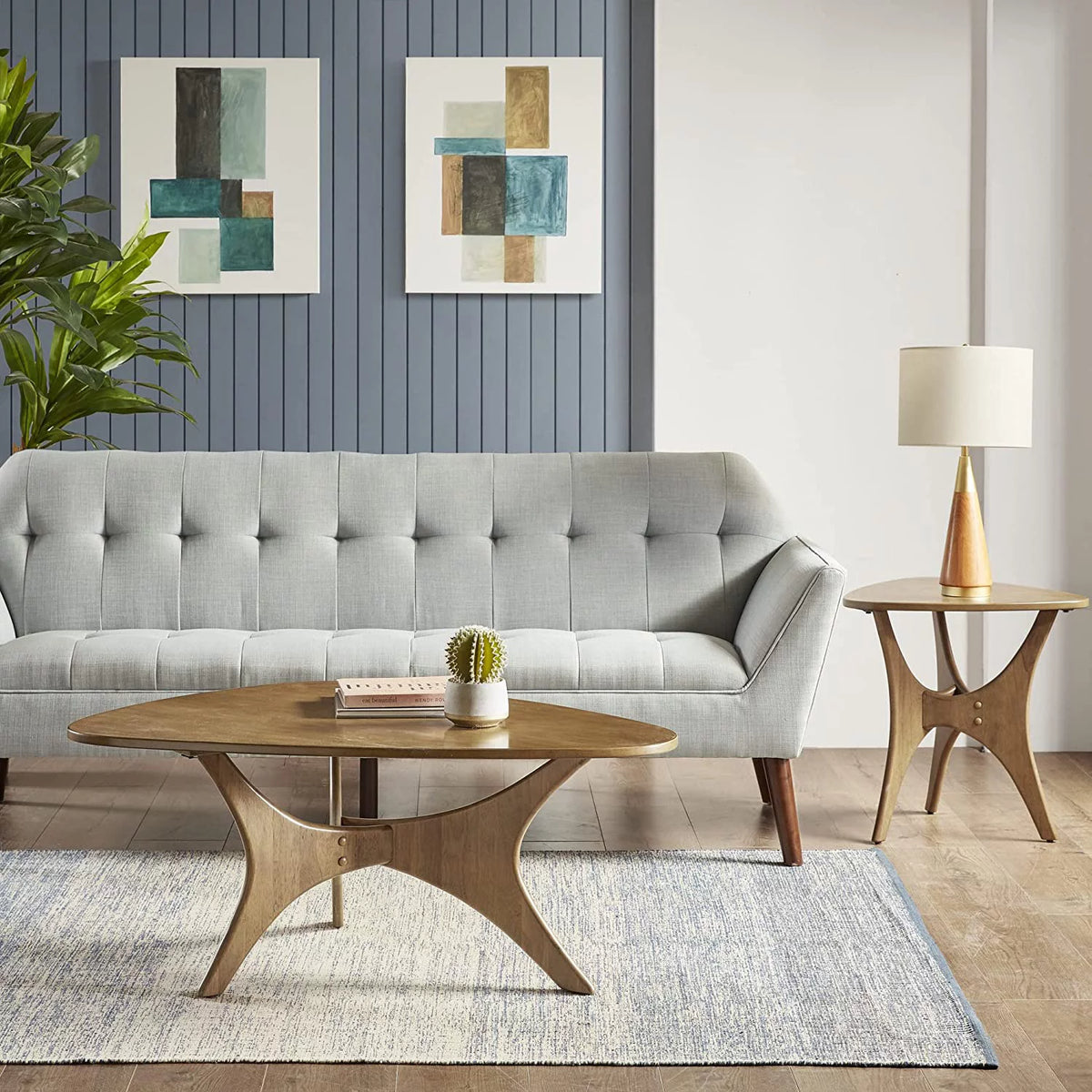 Light Brown Triangle Sofa Table with Solid Wood Legs D640954