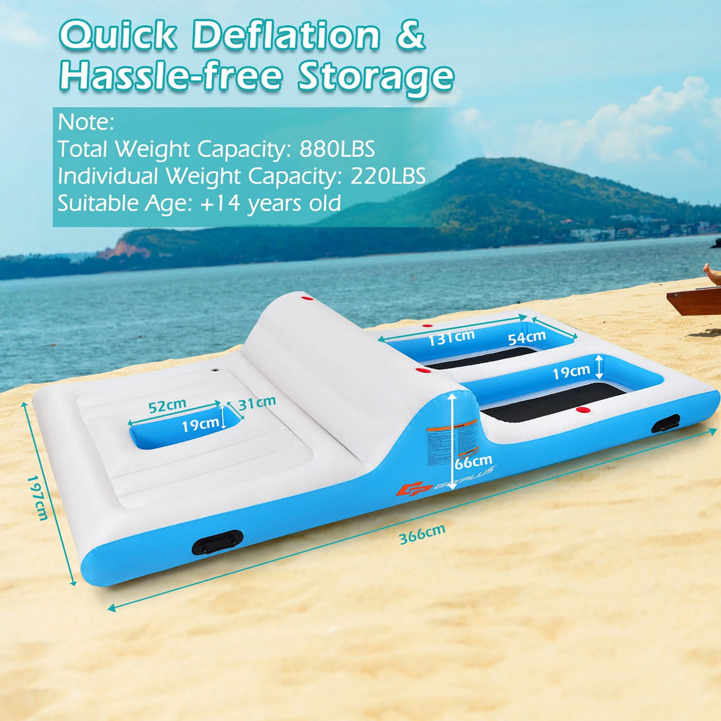Inflatable Island Floating Lounge Raft with Electric Air Pump P241620