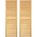 2-Pack 15-in W x 80-in H Louvered Wood Exterior Shutters in Brown D219509