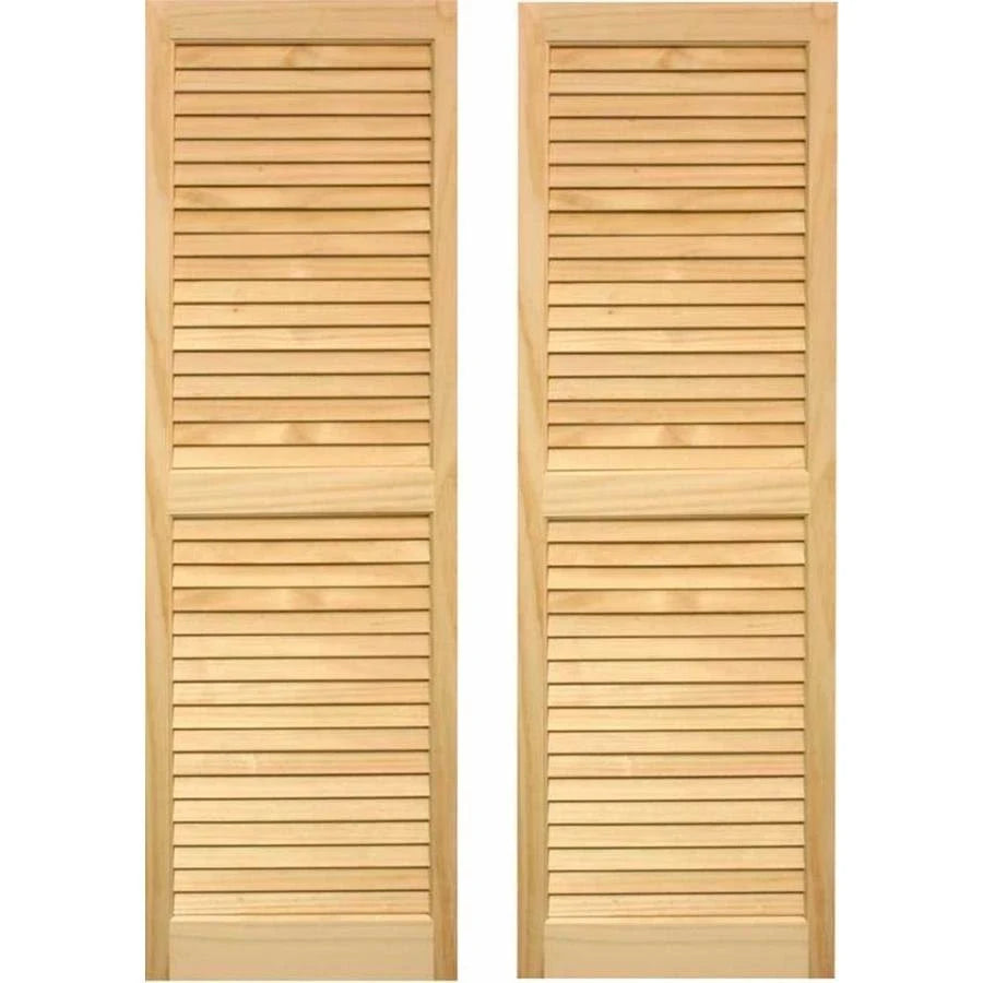 2-Pack 15-in W x 80-in H Louvered Wood Exterior Shutters in Brown D219509