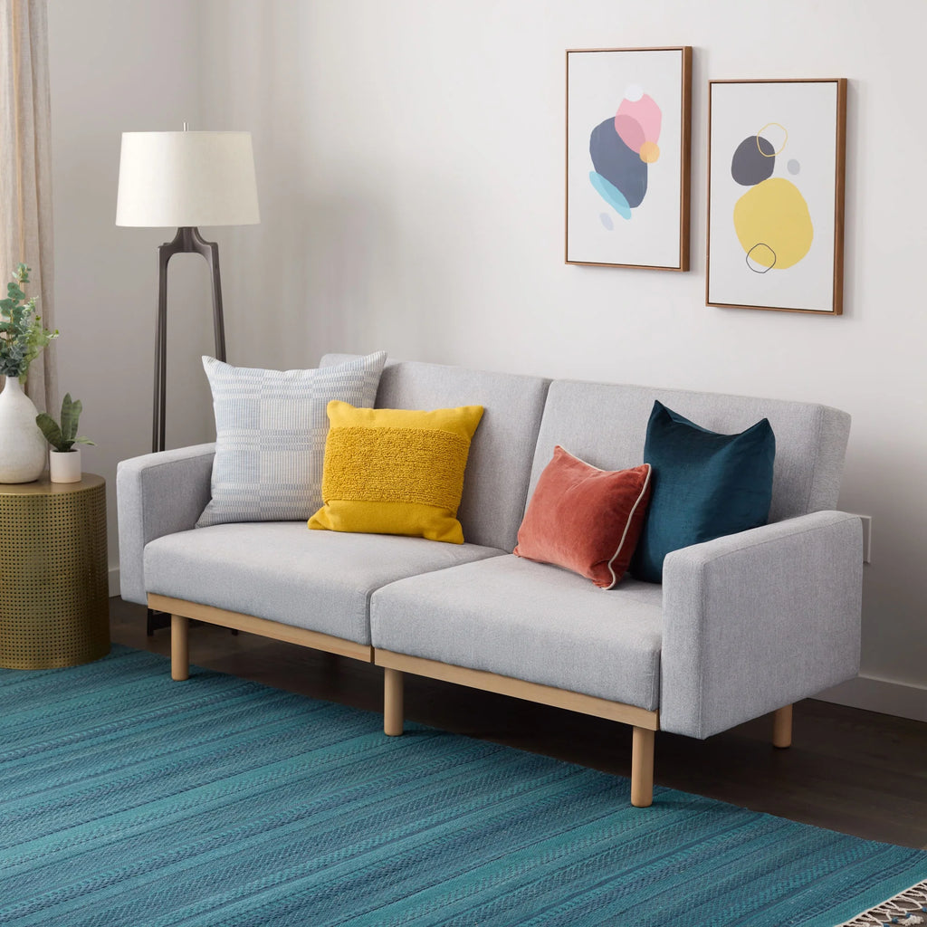 Light Gray Upholstered Wood Base Futon U62924