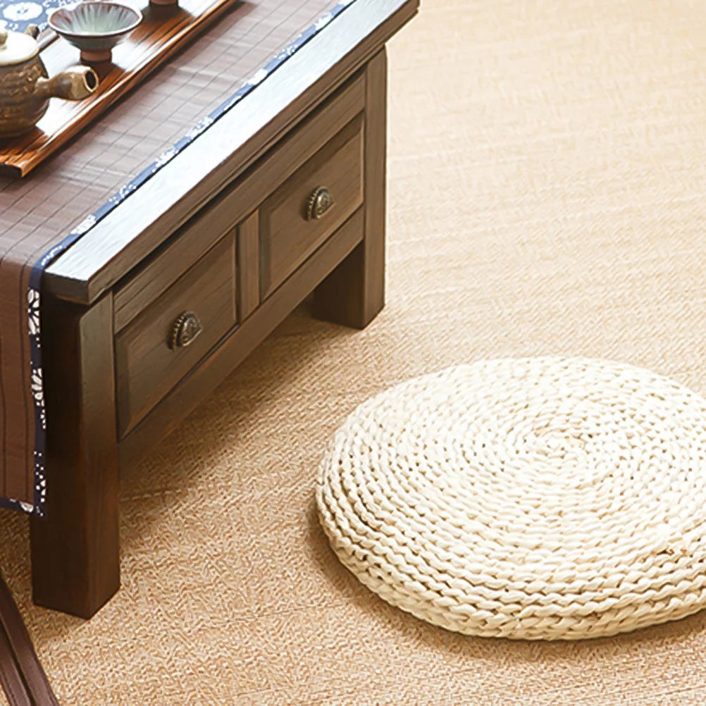 Round Straw Weave Floor Pillow X472