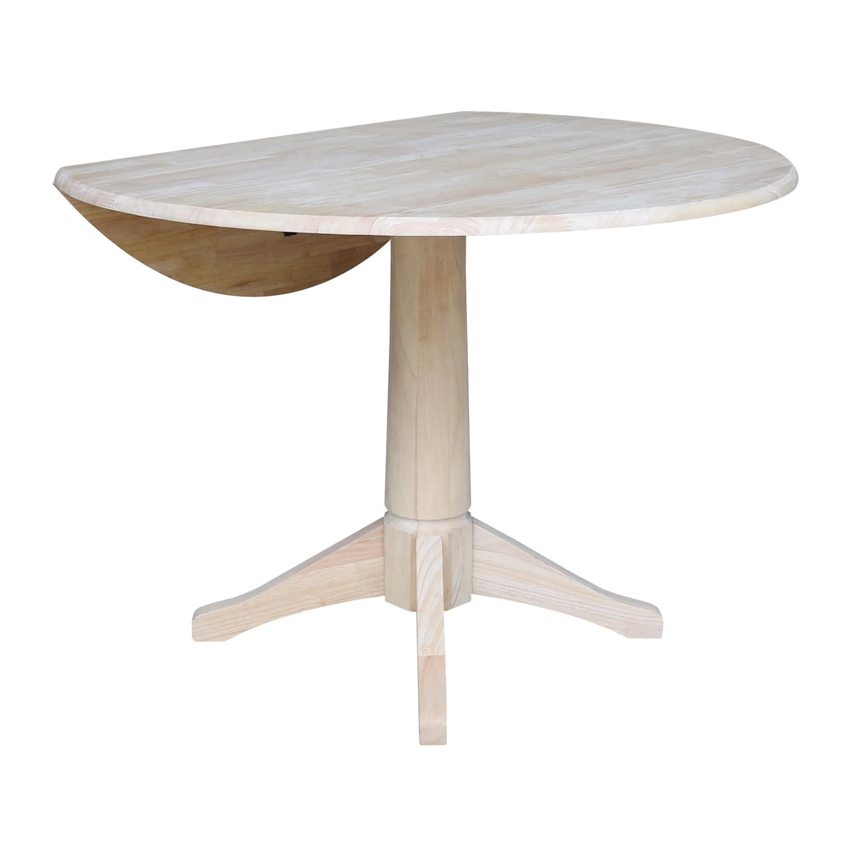 42" Round Solid Wood Dual Drop Leaf Pedestal Table R71045