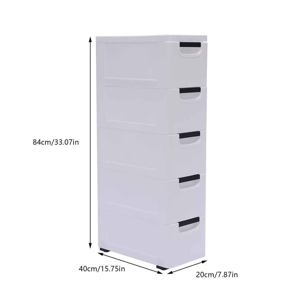 White 5 Drawer Plastic Dresser Storage Cabinet F324