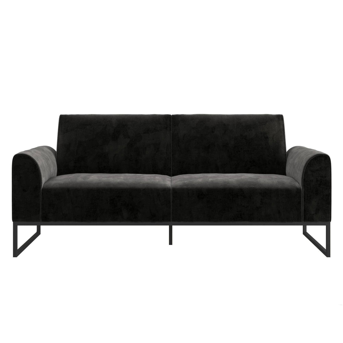Velvet Black Metal Coil Futon A95452