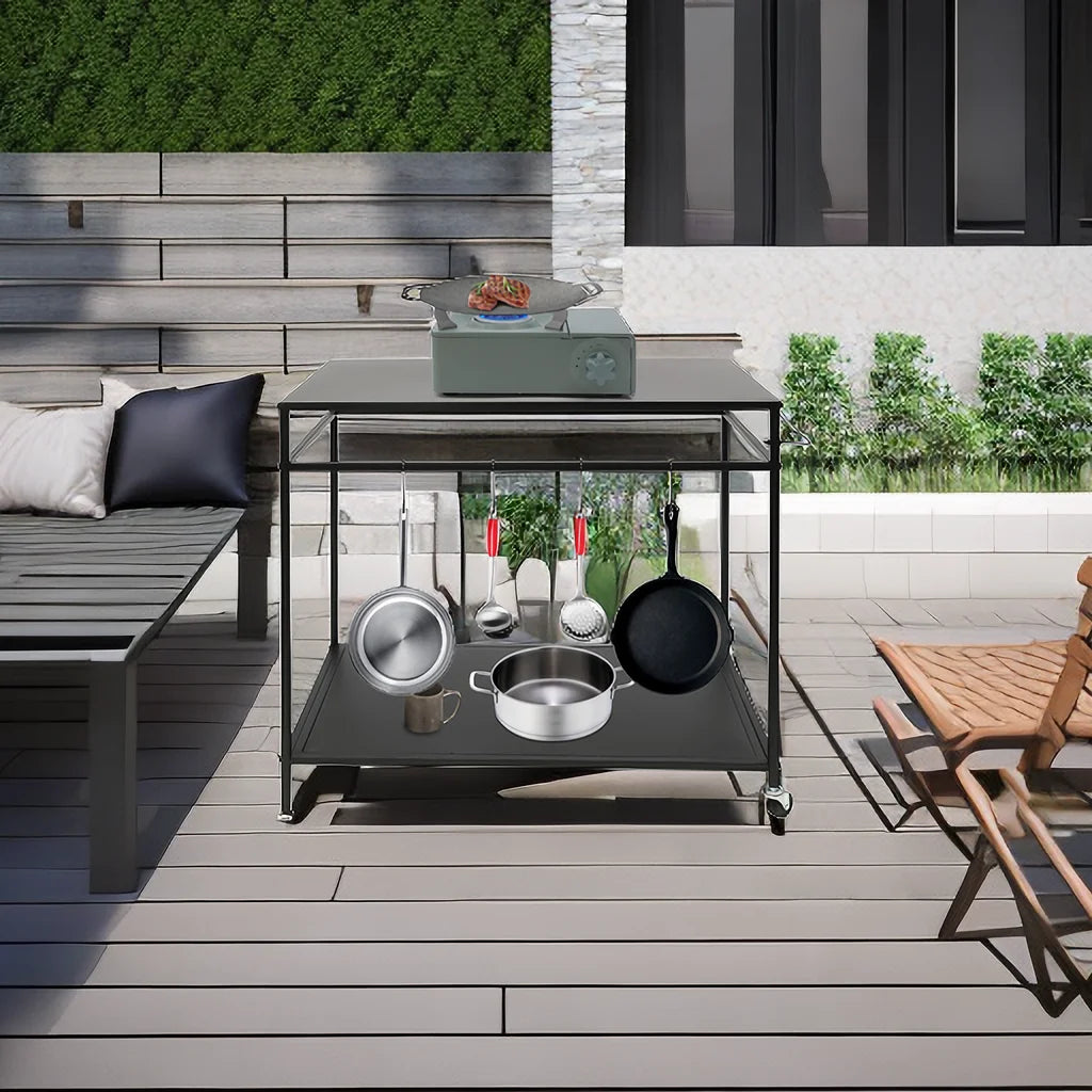 Outdoor Grill Cart with Storage and Spice Rack T81596