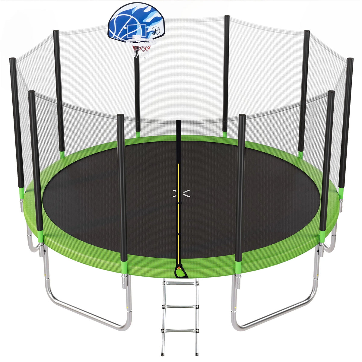 14FT Trampoline with Basketball Hoop and Safety Net W312207