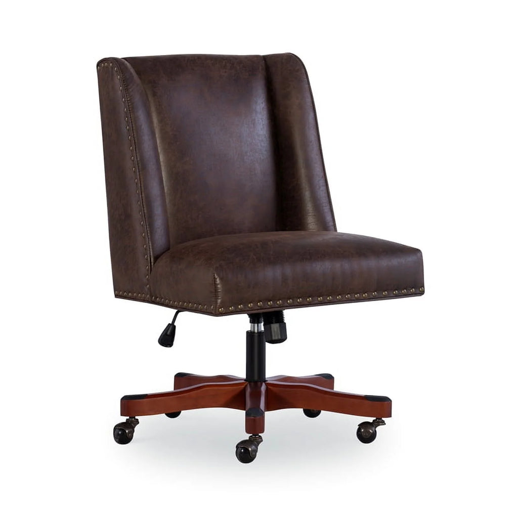 Wood Upholstered Office Chair in Brown T3691