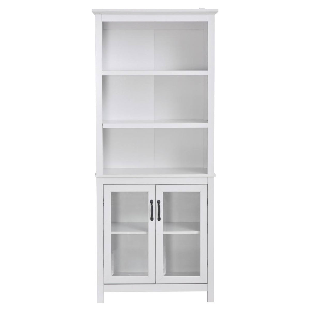 White Storage Cabinet Bookcase with Adjustable Shelves T1417