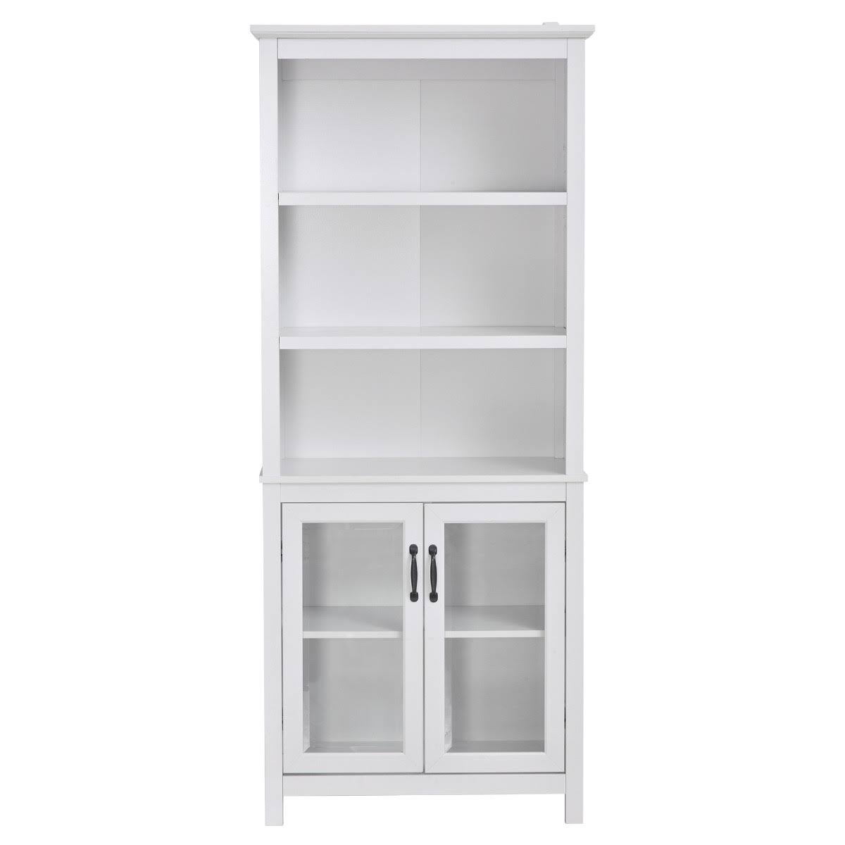 White Storage Cabinet Bookcase with Adjustable Shelves T1417