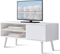 White Wood TV Stand with Shelves X408092