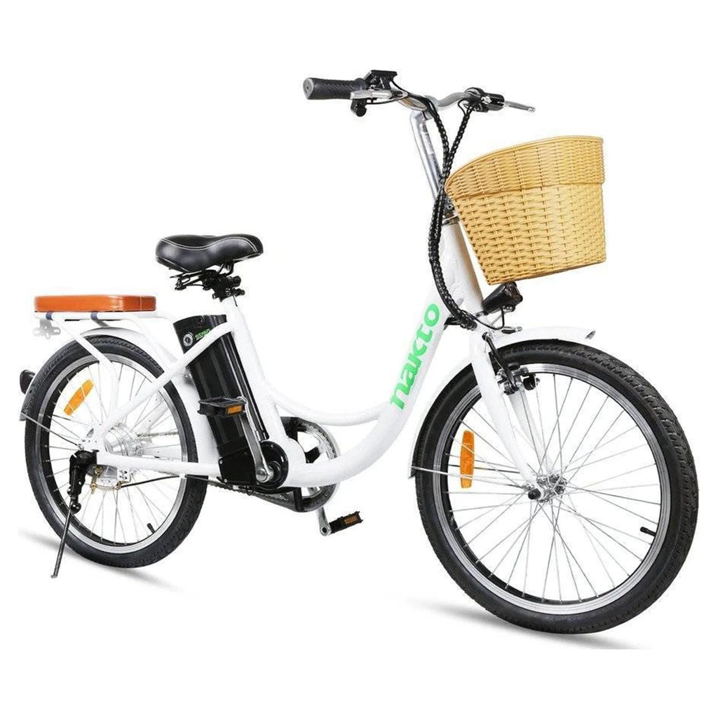 White 22in Electric Bike with Basket & LCD Screen T282195