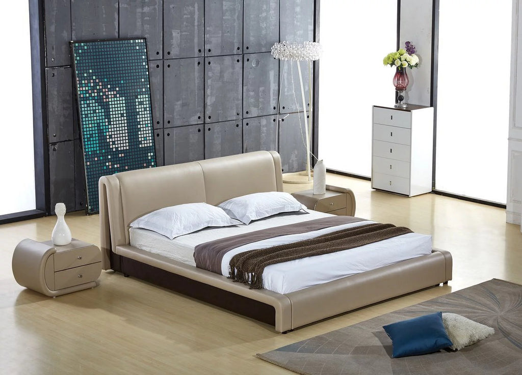 Upholstered Faux Leather Platform Bed I246
