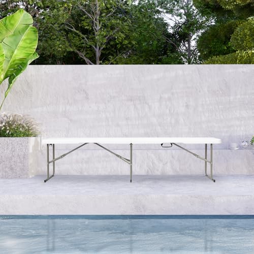 White 6ft Folding Plastic Bench Y65866