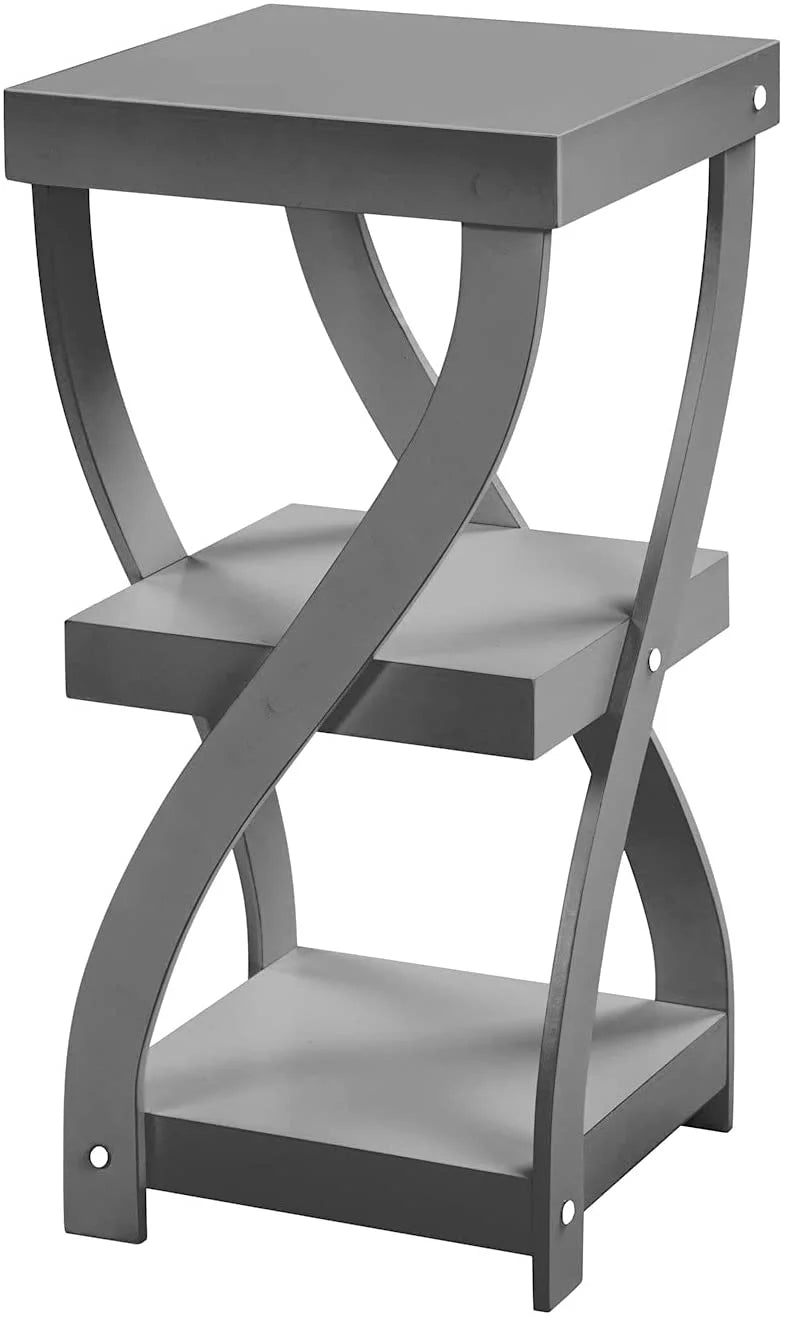 Gray 3 Tier Wooden Side Table with Shelves V833396