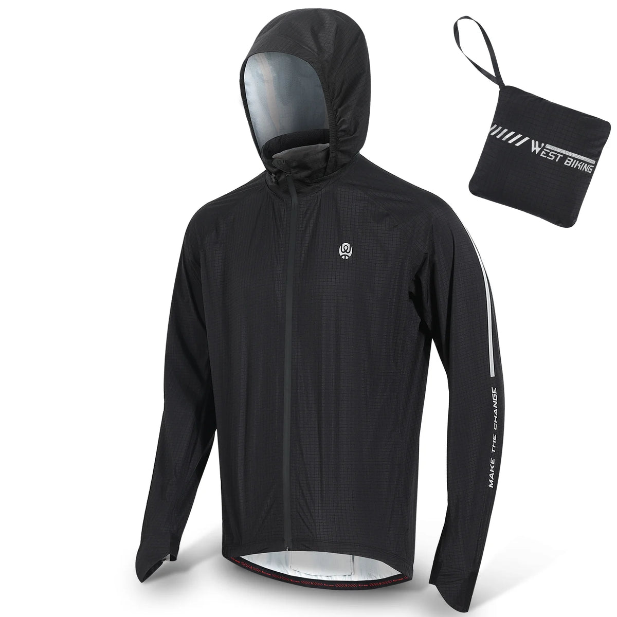 Black Windproof Cycling Jacket S24383