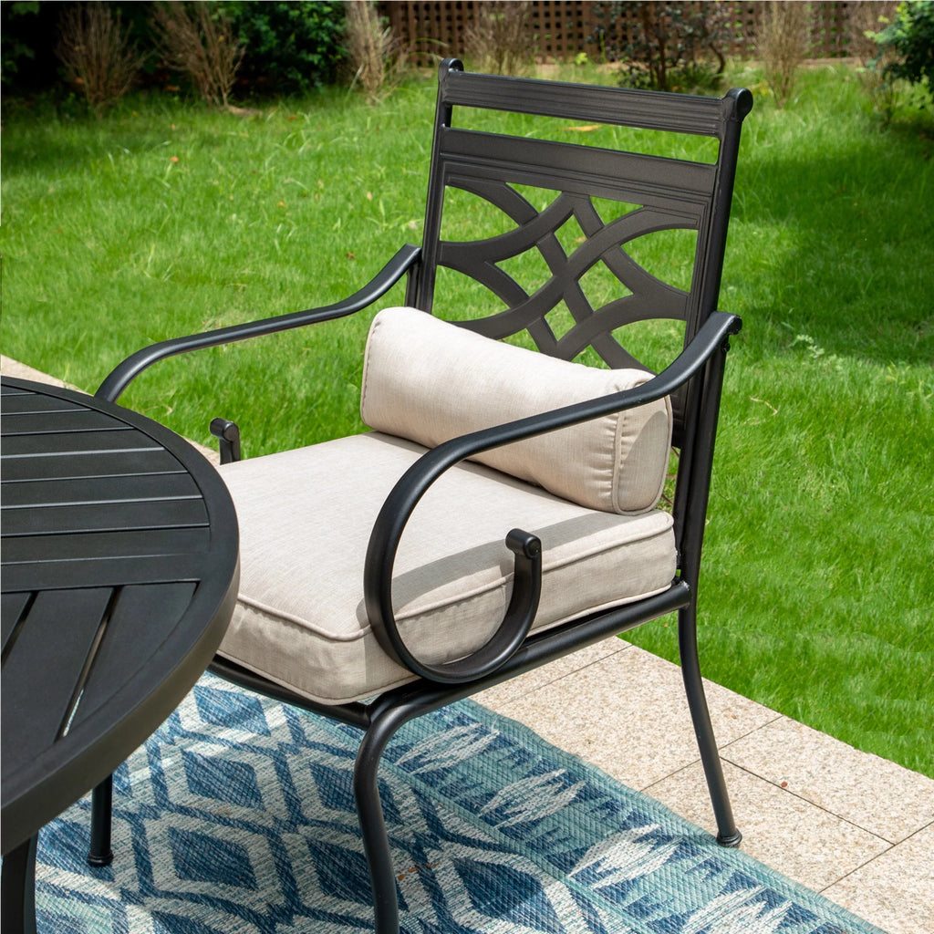 5-Piece Outdoor Dining Set with Cushioned Chairs & Round Table O3670