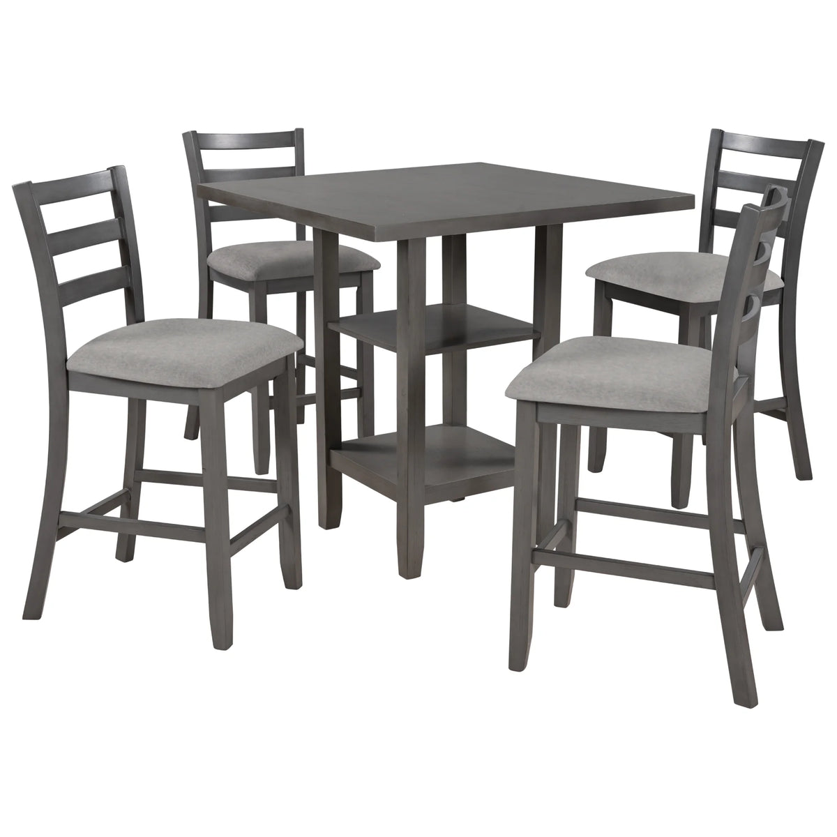 5-Piece Wooden Counter Height Dining Set with Padded Chairs C474433
