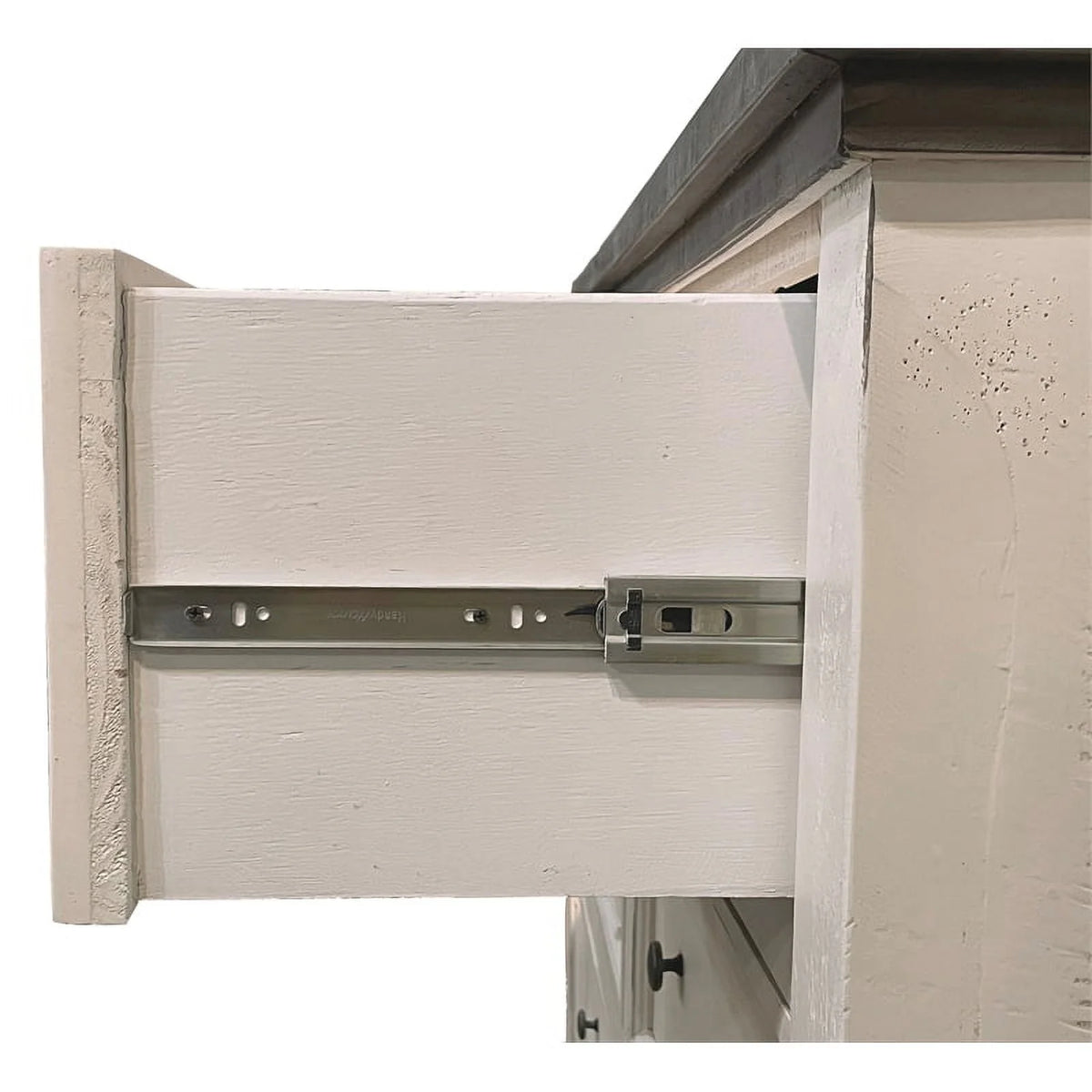 Distressed White Brown 6 Drawer Wood Dresser and Mirror Q5203