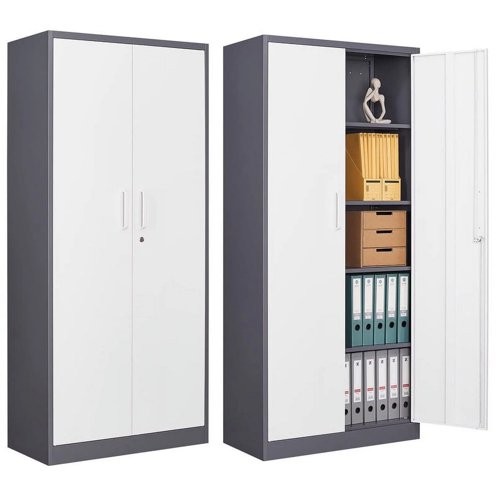 71" Black Metal Storage Cabinet with 4 Adjustable Shelves V12431