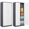 71" Black Metal Storage Cabinet with 4 Adjustable Shelves V12431