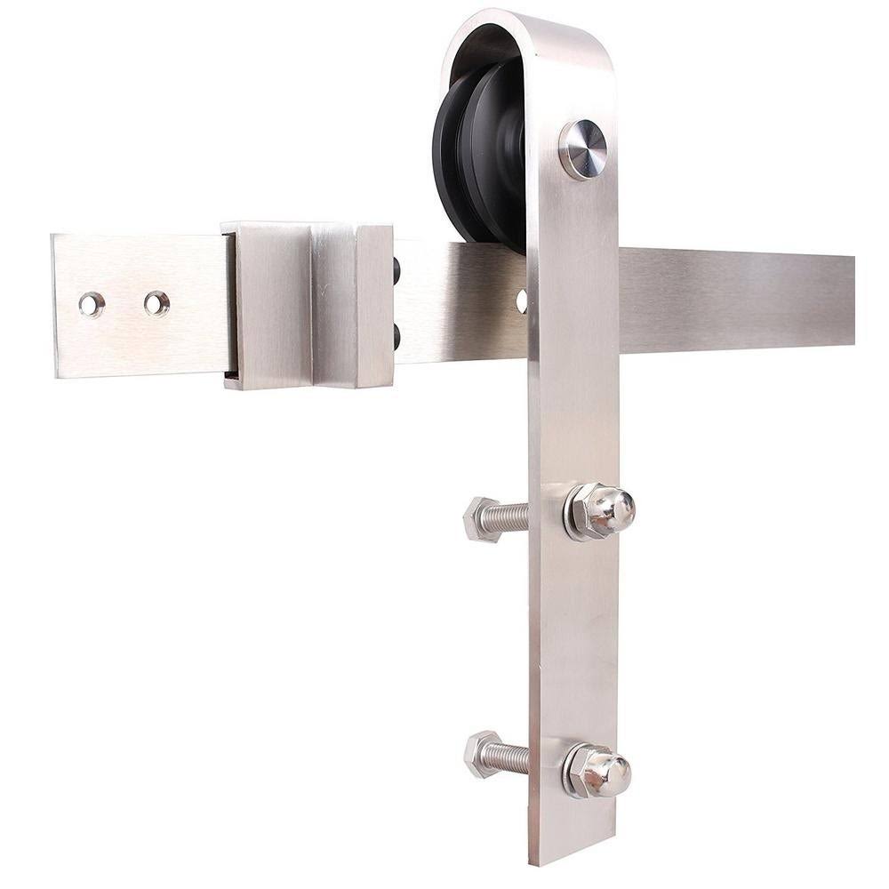 36 in. x 84 in. Gray Stained Knotty Pine Wood Interior Sliding Barn Door with Hardware Kit T220955