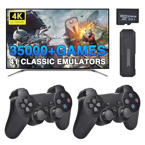 Classic Retro Gaming Console with 41 Emulators 4K HD 2.4G Wireless Controllers 64GB D489495