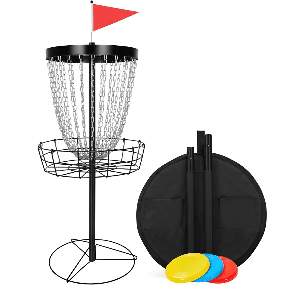 Portable Disc Golf Basket with 3 Discs and Carrying Bag Q66160