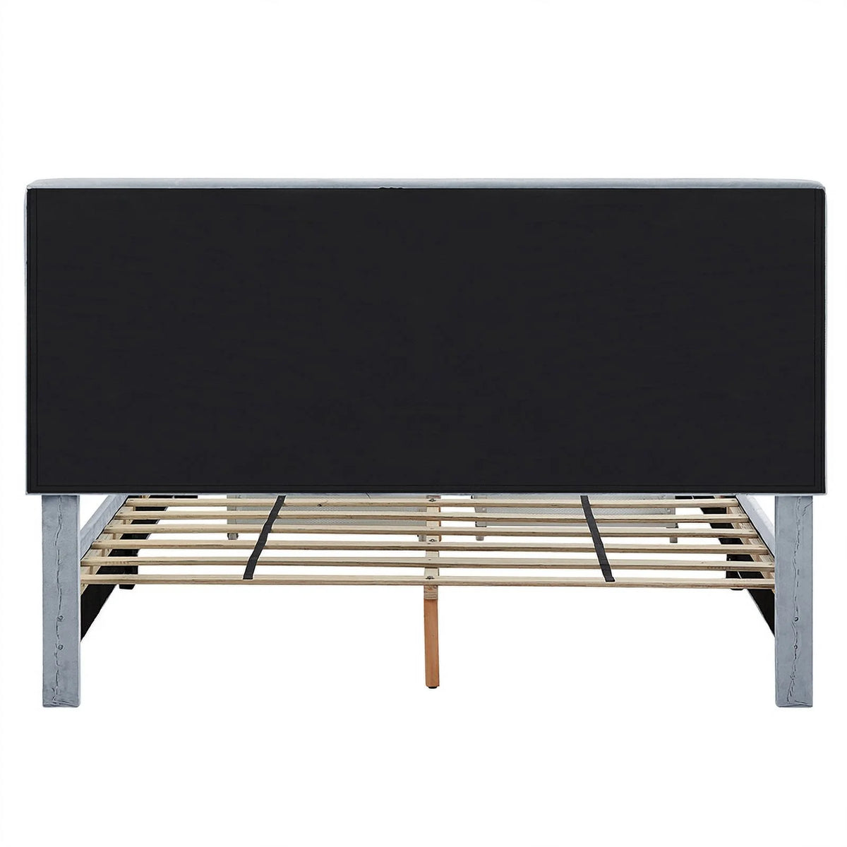 Light Gray Fabric Queen Bed with 2-Drawer M529413
