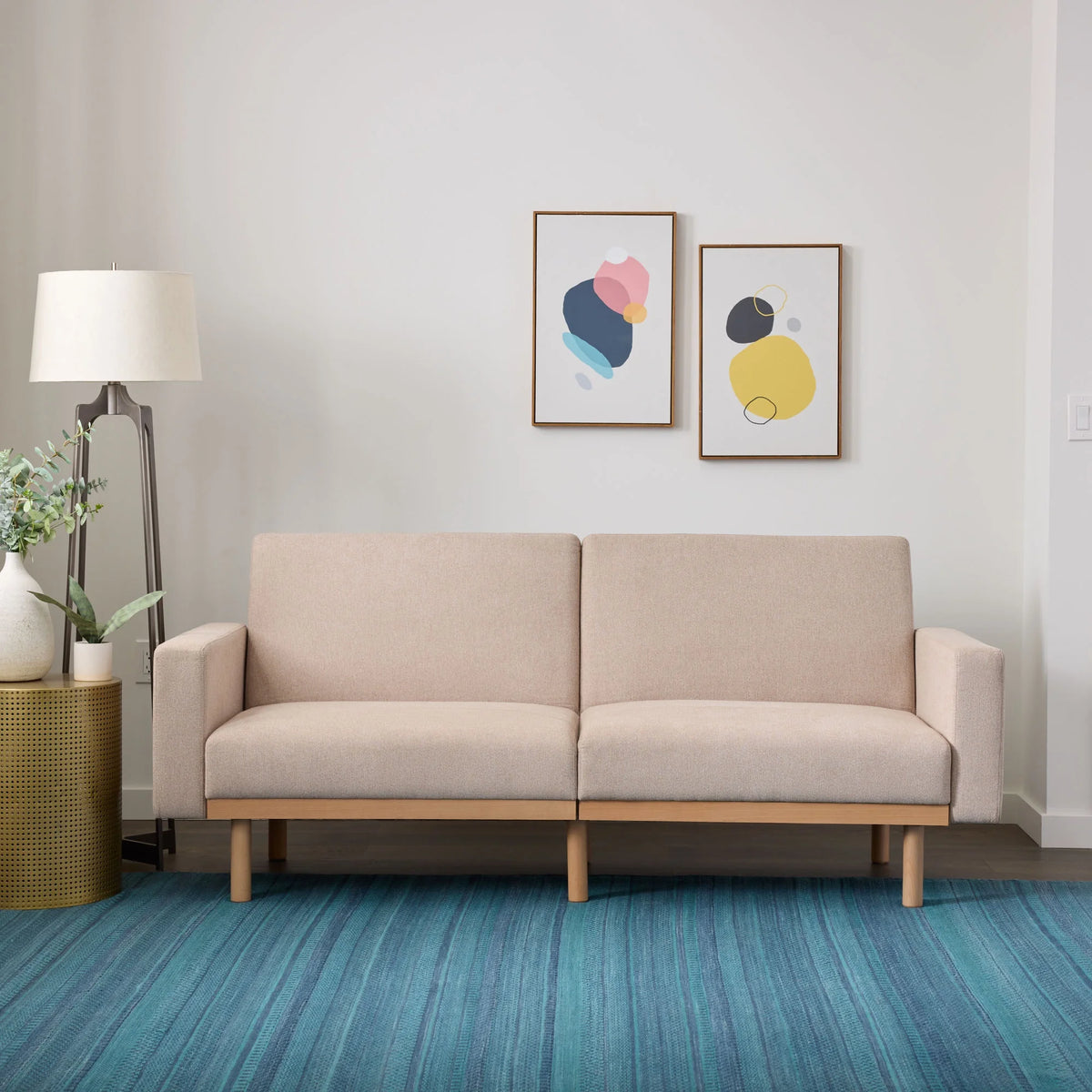 Light Gray Upholstered Wood Base Futon U62924