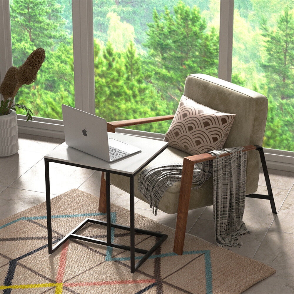 C Shaped Side Table Marble White Top K1028