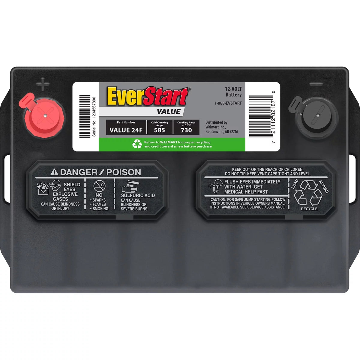 Lead Acid Automotive Battery Group Size 24F 12 Volt 585 CCA A92793