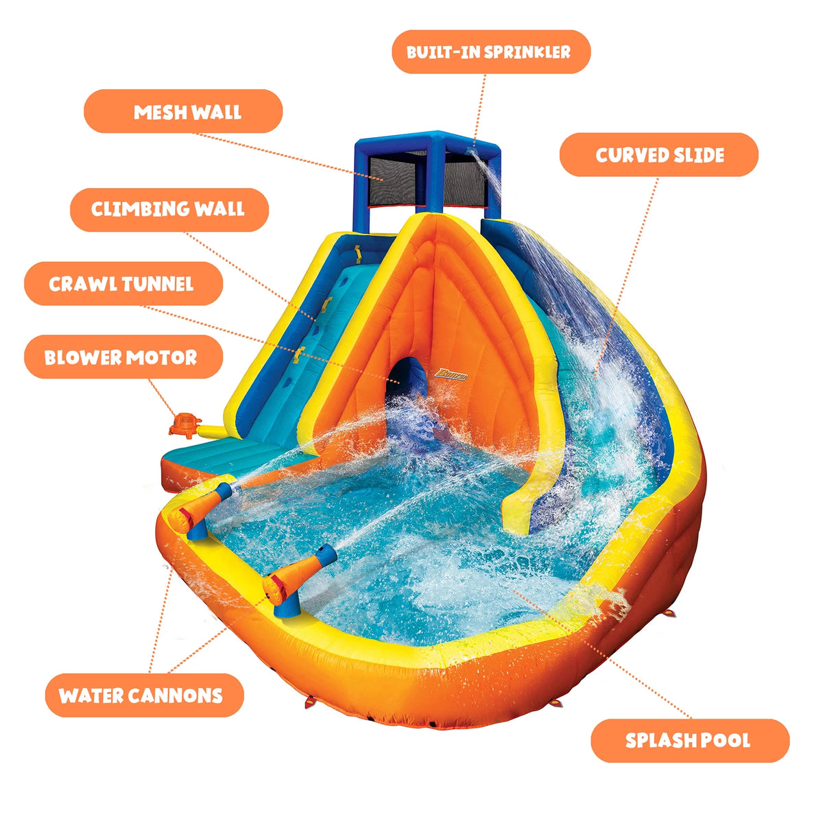 Inflatable Water Park with Slide and Water Cannons V4516