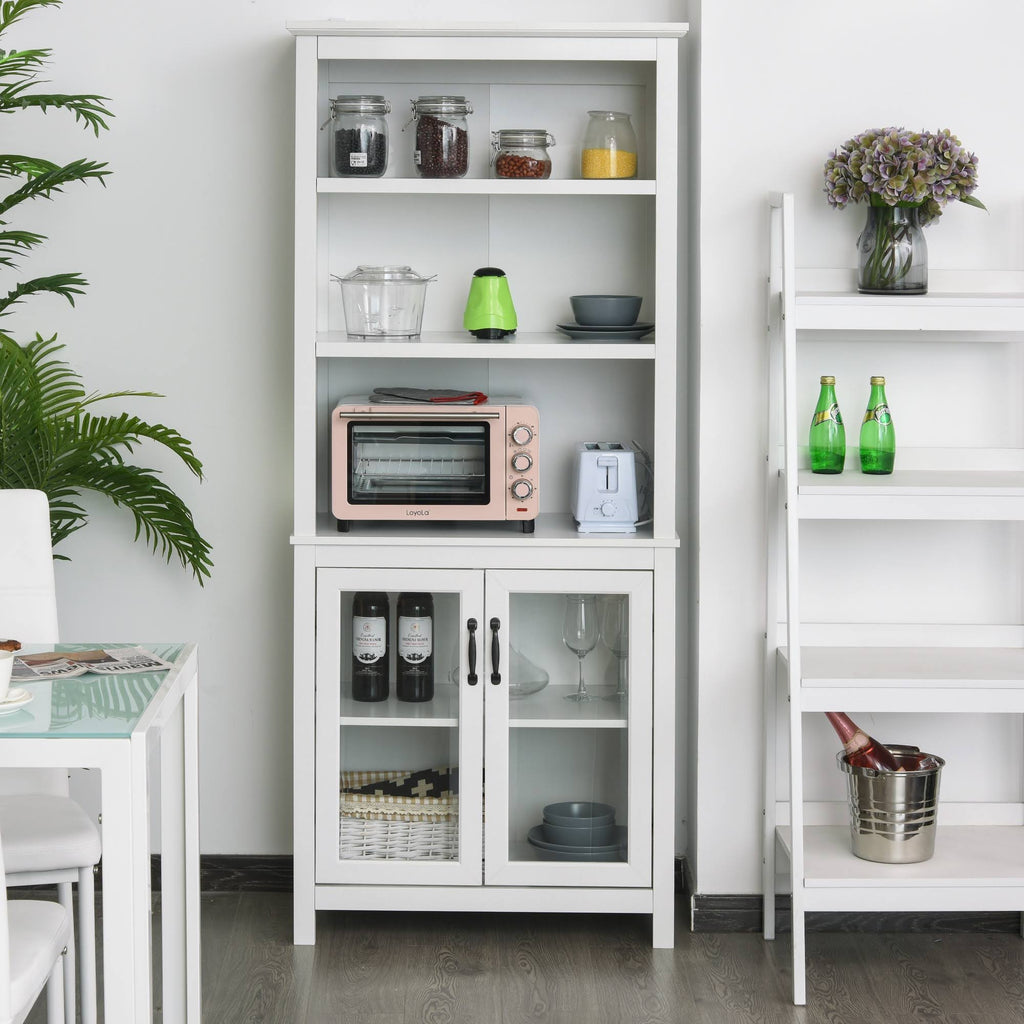 White Storage Cabinet Bookcase with Adjustable Shelves T1417