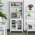 White Storage Cabinet Bookcase with Adjustable Shelves T1417